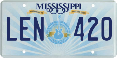 MS license plate LEN420