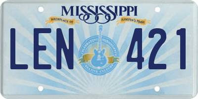 MS license plate LEN421