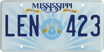 MS license plate LEN423
