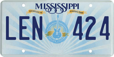 MS license plate LEN424