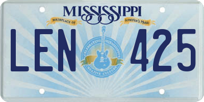 MS license plate LEN425