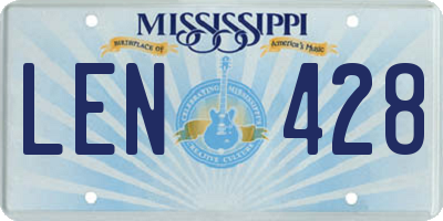 MS license plate LEN428