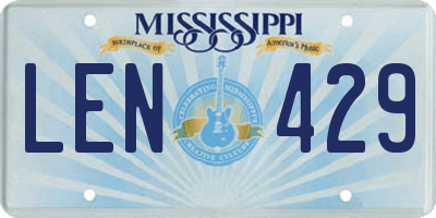 MS license plate LEN429