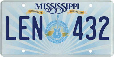 MS license plate LEN432