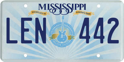 MS license plate LEN442