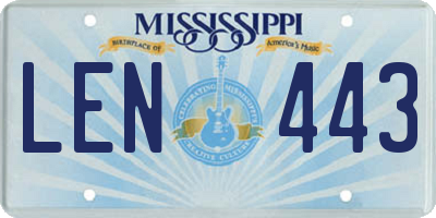 MS license plate LEN443