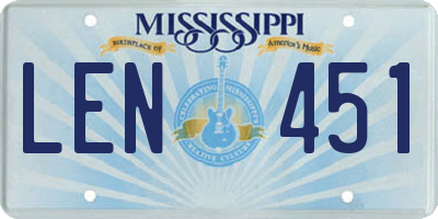 MS license plate LEN451