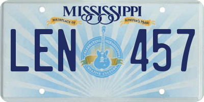 MS license plate LEN457