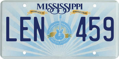 MS license plate LEN459