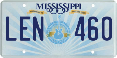 MS license plate LEN460