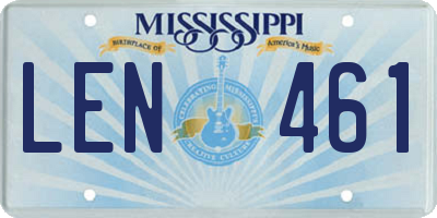 MS license plate LEN461