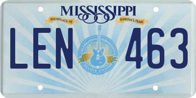 MS license plate LEN463