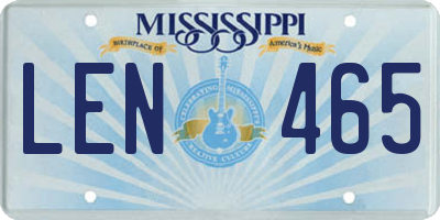 MS license plate LEN465