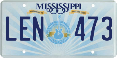 MS license plate LEN473