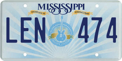 MS license plate LEN474
