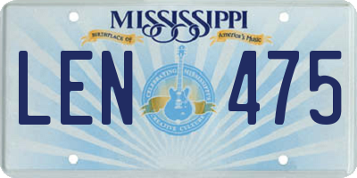 MS license plate LEN475