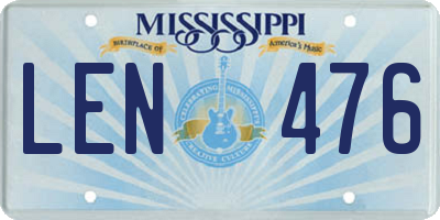 MS license plate LEN476