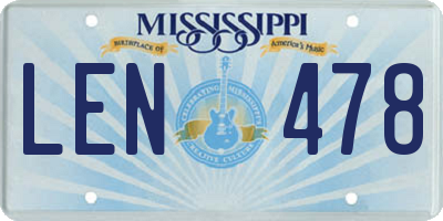 MS license plate LEN478