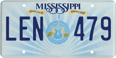 MS license plate LEN479