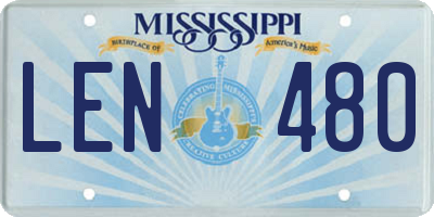 MS license plate LEN480