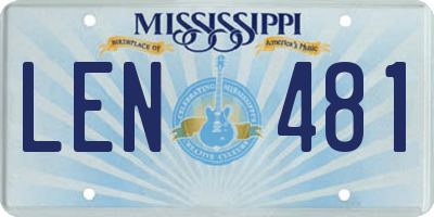 MS license plate LEN481
