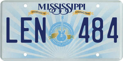 MS license plate LEN484