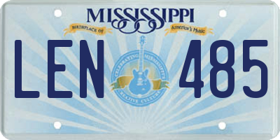 MS license plate LEN485