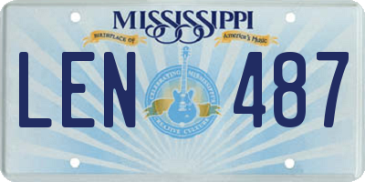 MS license plate LEN487