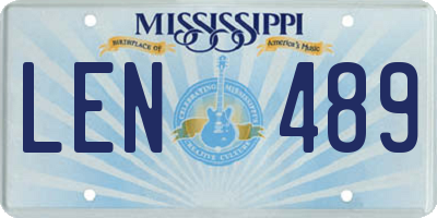 MS license plate LEN489