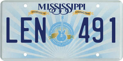 MS license plate LEN491