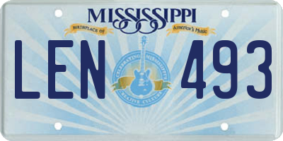 MS license plate LEN493