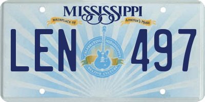 MS license plate LEN497
