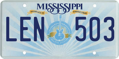MS license plate LEN503