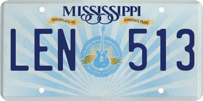 MS license plate LEN513