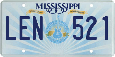MS license plate LEN521