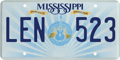 MS license plate LEN523