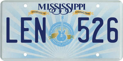 MS license plate LEN526