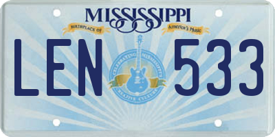 MS license plate LEN533