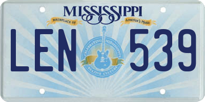 MS license plate LEN539