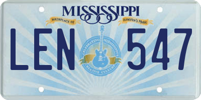 MS license plate LEN547