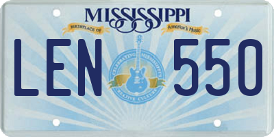 MS license plate LEN550