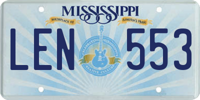MS license plate LEN553