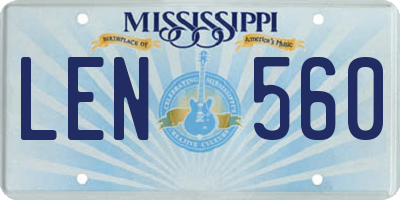 MS license plate LEN560