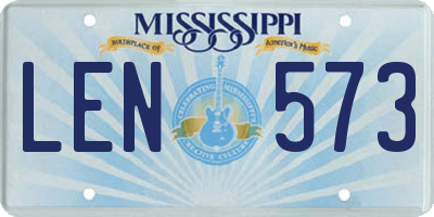 MS license plate LEN573