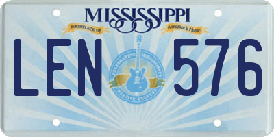 MS license plate LEN576