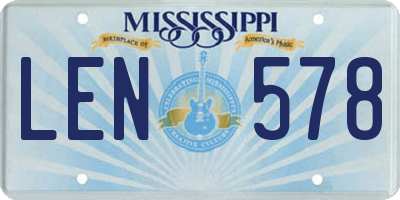 MS license plate LEN578