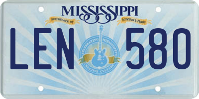 MS license plate LEN580