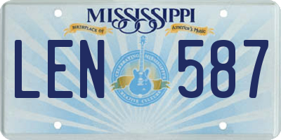 MS license plate LEN587