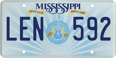 MS license plate LEN592