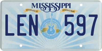 MS license plate LEN597